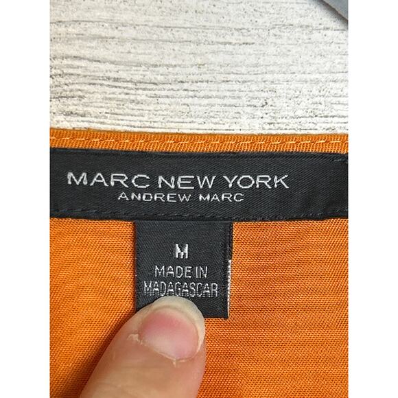 Marc New York Women’s M Orange Zip Front Oversized Short Sleeve Top boho - Picture 4 of 6